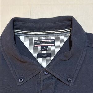 Tommy Hilfiger Blue Long Sleeve Slim Fit Tailored Polo Shirt